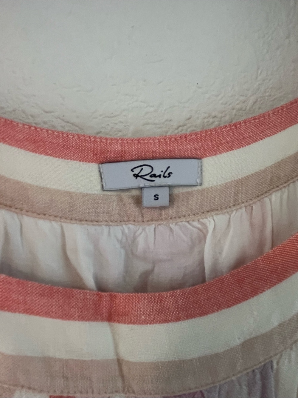 Rails Pink Multi-Stripe Sleeveless Tiered Midi Dress - Picture 2 of 3